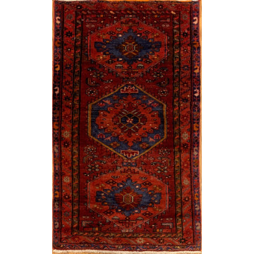 3.2 x 6.5 Vintage Tribal Rust 100% Wool Vegetable Dye Rug