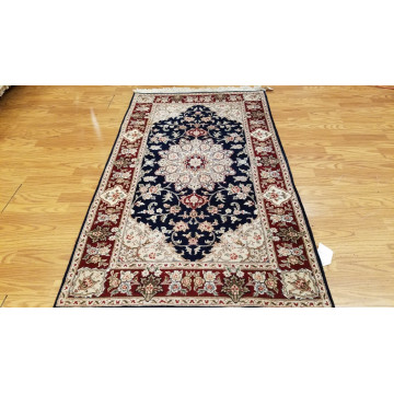 3 x 5 Navy & Burgundy Wool & Silk Hand Knotted Area rug 501046 Montaage Inc. image 2