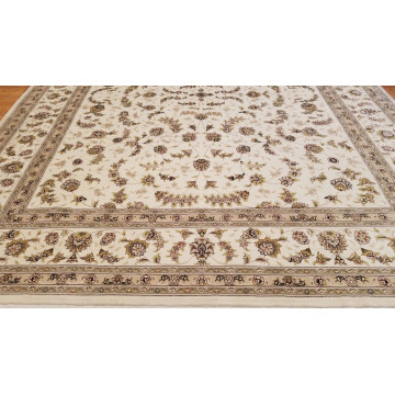 8 x 10 Ivory Fine Sino Wool & Silk Hand Knotted Oriental Rug