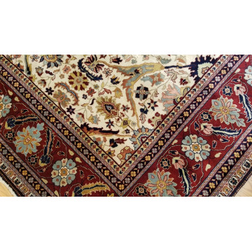 8 x 10 Fine Quality Vegetable Dye Ivory Brick Indo Sarouk Hand Knotted Wool Rug 501668 Montaage Inc. image 6