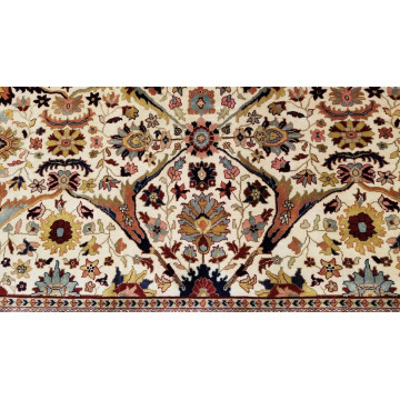 8 x 10 Fine Quality Vegetable Dye Ivory Brick Indo Sarouk Hand Knotted Wool Rug 501668 Montaage Inc. image 8