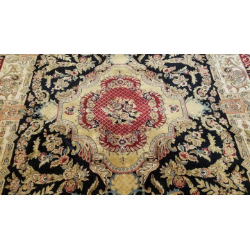 8 x 10 Fine Quality Vegetable Dye Black & Red Hand Knotted Wool Rug 501669 Montaage Inc. image 4