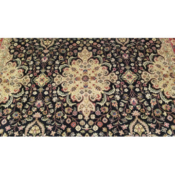 8 x 10 Fine Quality Vegetable Dye Black & Rose Hand Knotted Wool Rug 501670 Montaage Inc. image 2