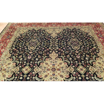 8 x 10 Fine Quality Vegetable Dye Black & Rose Hand Knotted Wool Rug 501670 Montaage Inc. image 4