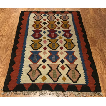 3.3x 4.11 Kilim 100% Wool Hand Knotted Area Rug #199 Montaage Inc. image 1