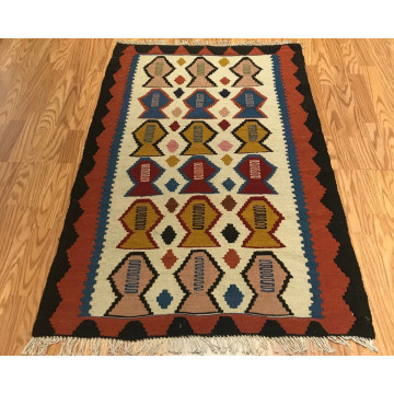 3.3x 4.11 Kilim 100% Wool Hand Knotted Area Rug #199 Montaage Inc. image 3
