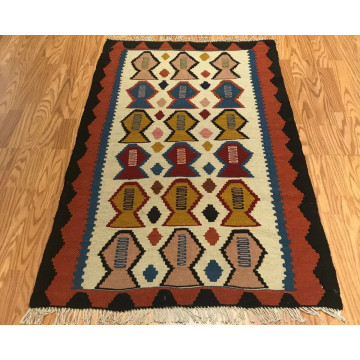 3.3x 4.11 Kilim 100% Wool Hand Knotted Area Rug #199 Montaage Inc. image 4