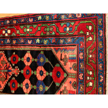3.6x 6.4 Vintage Tribal Geometric  Navy 100% Wool Rug Vegetable Dye Rug 413070-1 Montaage Inc. image 3