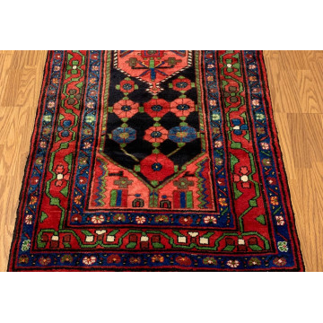 3.6x 6.4 Vintage Tribal Geometric  Navy 100% Wool Rug Vegetable Dye Rug 413070-1 Montaage Inc. image 2