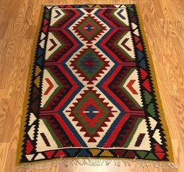 3.3 x 5.2   Kilim 100% Wool Hand Knotted Area Rug 98-1086 Montaage Inc. image 1