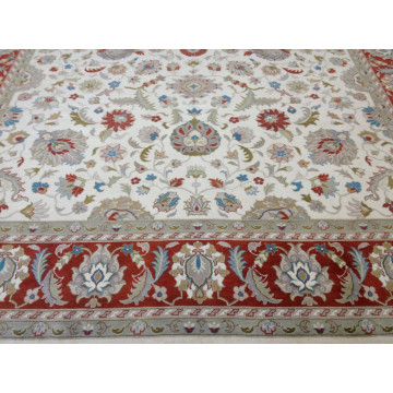 8 x 10 Fine Beautiful Ivory Rust Hand Knotted Oriental Rug Wool