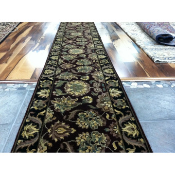 2 x 20 Runner Indo Agra Hand Knotted Wine & Black Wool Rug KH Montaage Inc. image 1