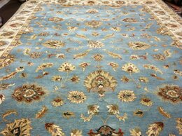 Pak Peshawar 10x14 Hand Knotted Wool Rug Blue Ivory Oriental Area Carpet KH00003 Montaage Inc. image 1