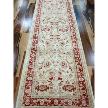 Pak Peshawar 2.7x13.7 Hand Knotted Wool Runner Beige Oriental Area Rug