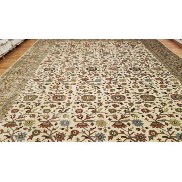 9 x 12 Ivory & Beige Fine Quality India  All Over Hand Knotted Wool Oriental Rug MO10001 Montaage Inc. image 3