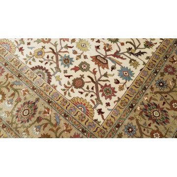 9 x 12 Ivory & Beige Fine Quality India  All Over Hand Knotted Wool Oriental Rug MO10001 Montaage Inc. image 4