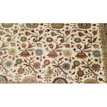 9 x 12 Ivory & Beige Fine Quality India  All Over Hand Knotted Wool Oriental Rug MO10001 Montaage Inc. image 5