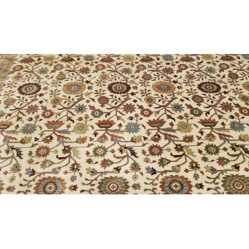 9 x 12 Ivory & Beige Fine Quality India  All Over Hand Knotted Wool Oriental Rug MO10001 Montaage Inc. image 6