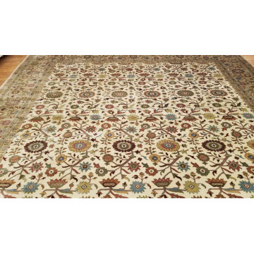 9 x 12 Ivory & Beige Fine Quality India  All Over Hand Knotted Wool Oriental Rug MO10001 Montaage Inc. image 7