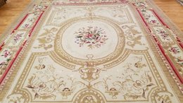 8 x 10  Beige & Gold French Aubusson Hand Knotted Oriental Rug Mon-20020-1 Montaage Inc. image 1