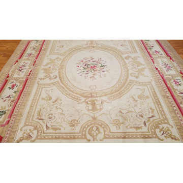 8 x 10  Beige & Gold French Aubusson Hand Knotted Oriental Rug Mon-20020-1 Montaage Inc. image 3