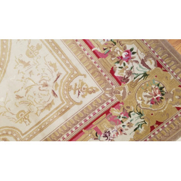 8 x 10  Beige & Gold French Aubusson Hand Knotted Oriental Rug Mon-20020-1 Montaage Inc. image 5