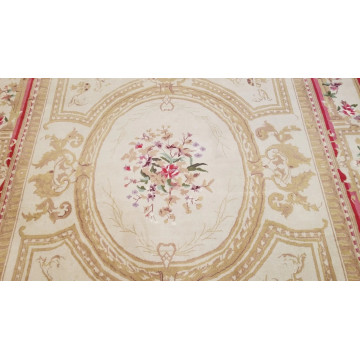 8 x 10  Beige & Gold French Aubusson Hand Knotted Oriental Rug Mon-20020-1 Montaage Inc. image 6