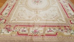 8 x 10  Beige & Gold French Aubusson Hand Knotted Oriental Rug Mon-20020-1 Montaage Inc. image 3