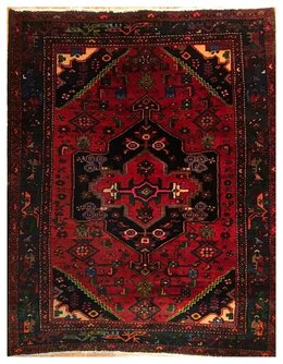 4.3 x 6.3 ft Vintage Tribal Geometric 100% Wool Hand Knotted Vegetable Dye Rug TD009 Montaage Inc. image 1