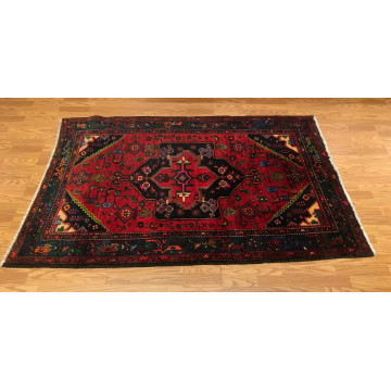 4.3 x 6.3 ft Vintage Tribal Geometric 100% Wool Hand Knotted Vegetable Dye Rug TD009 Montaage Inc. image 2