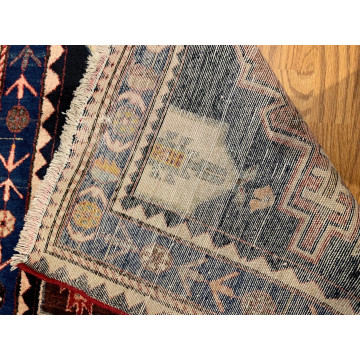 3.10 x 6.8 ft  Vintage Tribal Geometric Navy 100% Wool Vegetable Dye Rug TR0010 Montaage Inc. image 6