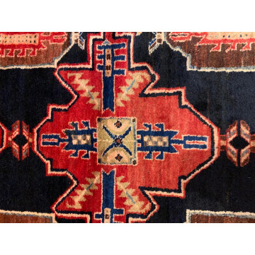 3.10 x 6.8 ft  Vintage Tribal Geometric Navy 100% Wool Vegetable Dye Rug TR0010 Montaage Inc. image 7