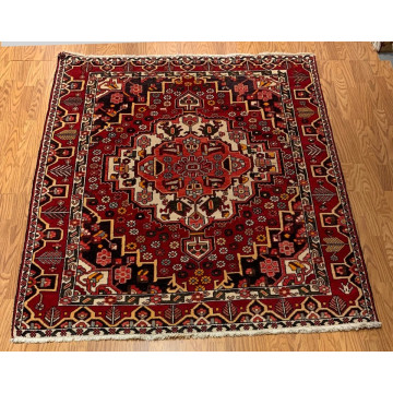 5.3 x 6.11 Vintage Tribal Geometric Rust 100% Wool Vegetable Dye Rug TR0016 Montaage Inc. image 2