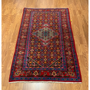 4 x 6.9 Vintage Tribal Geometric Red 100% Wool Vegetable Dye Rug TR0017 Montaage Inc. image 3