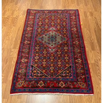 4 x 6.9 Vintage Tribal Geometric Red 100% Wool Vegetable Dye Rug TR0017 Montaage Inc. image 4