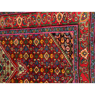4 x 6.9 Vintage Tribal Geometric Red 100% Wool Vegetable Dye Rug TR0017 Montaage Inc. image 6
