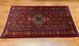 4 x 6.9 Vintage Tribal Geometric Red 100% Wool Vegetable Dye Rug TR0017 Montaage Inc. image 2