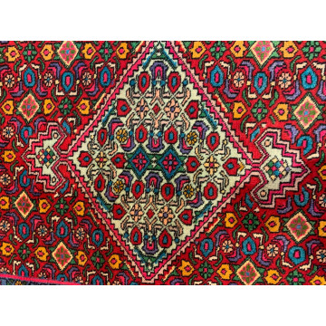 4 x 6.9 Vintage Tribal Geometric Red 100% Wool Vegetable Dye Rug TR0017 Montaage Inc. image 7