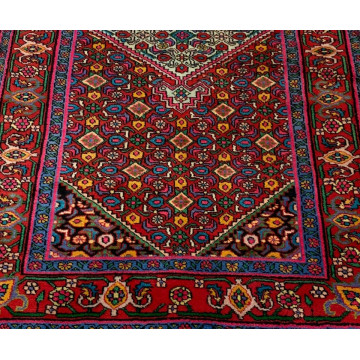 4 x 6.9 Vintage Tribal Geometric Red 100% Wool Vegetable Dye Rug TR0017 Montaage Inc. image 2