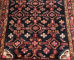 4.10 x 6.9 Vintage Tribal Geometric Navy 100% Wool Vegetable Dye Rug TR0027 Montaage Inc. image 2