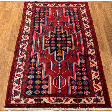 4.2  x 6.8  Vintage Tribal Red 100% Wool Hand Made Rug Vegetable Dye TR004 Montaage Inc. image 1
