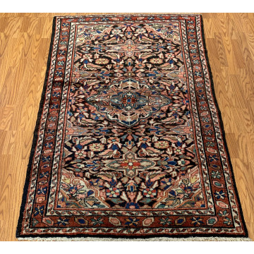 4.2  x 6.2  Vintage Tribal Black/Rust 100% Wool Hand Made Rug Vegetable Dye TR005 Montaage Inc. image 3