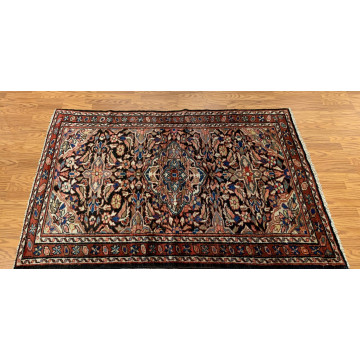 4.2  x 6.2  Vintage Tribal Black/Rust 100% Wool Hand Made Rug Vegetable Dye TR005 Montaage Inc. image 4