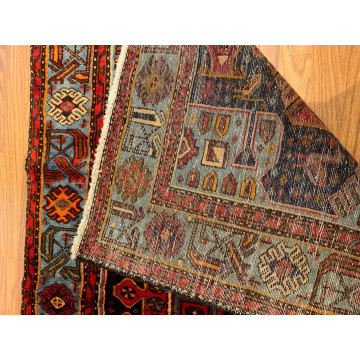 4.1 x 6.10 ft  Vintage Tribal Geometric Navy 100% Wool Vegetable Dye Rug TR008 Montaage Inc. image 4