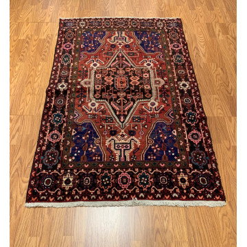 4.1 x 6.5 ft  Vintage Tribal Geometric Rust 100% Wool Vegetable Dye Rug TR008 Montaage Inc. image 2